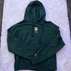 Large Obey green hooded sweatshirt